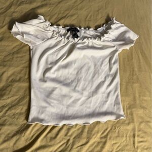 Publik White Ribbed Off-Shoulder Top